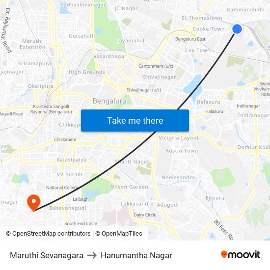Maruthi Sevanagara to Hanumantha Nagar map
