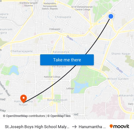 St.Joseph Boys High School Malya Hospital to Hanumantha Nagar map