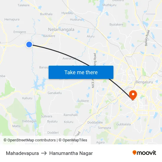 Mahadevapura to Hanumantha Nagar map