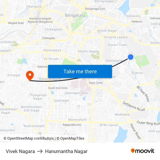 Vivek Nagara to Hanumantha Nagar map