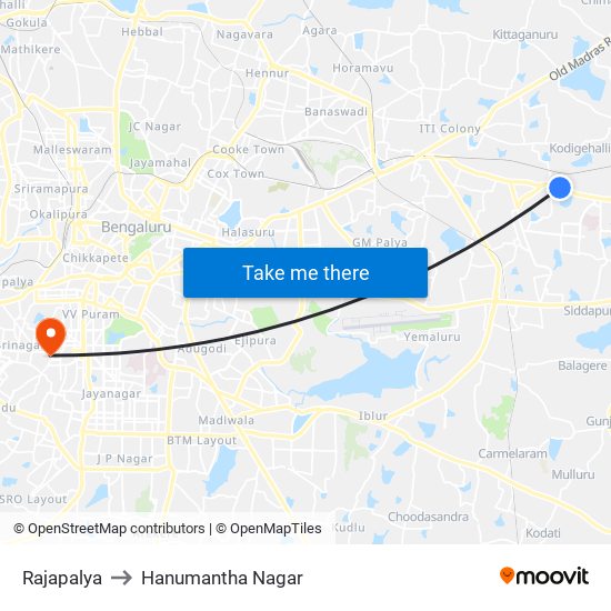 Rajapalya to Hanumantha Nagar map