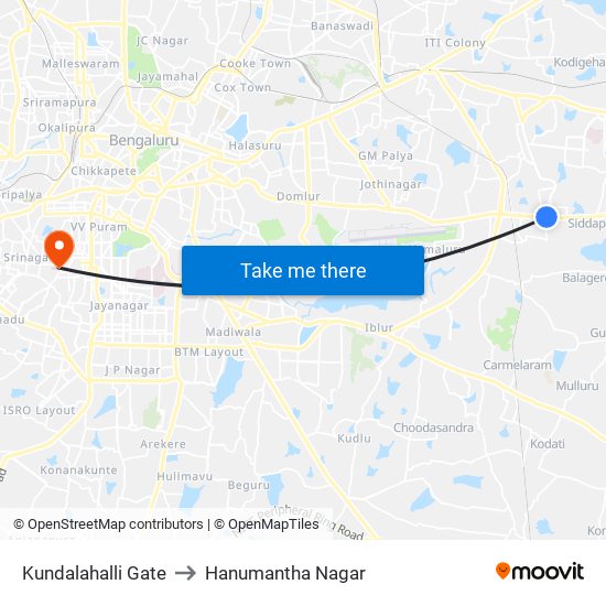 Kundalahalli Gate to Hanumantha Nagar map