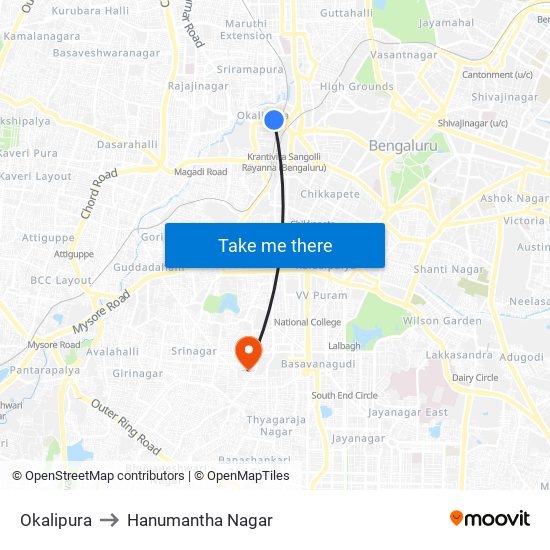 Okalipura to Hanumantha Nagar map