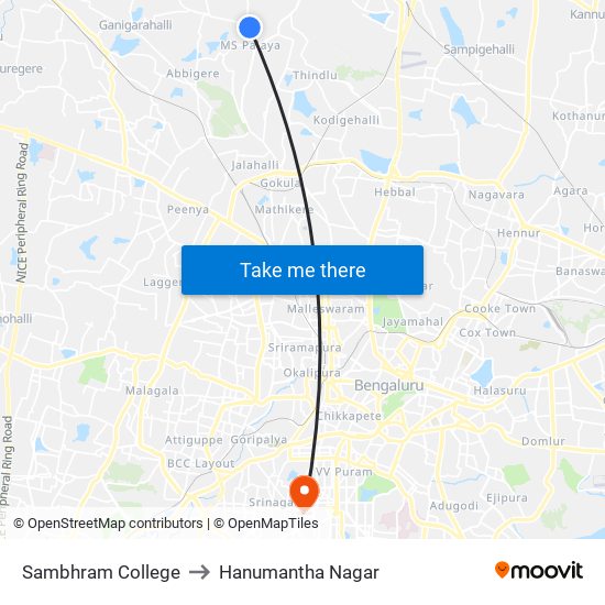 Sambhram College to Hanumantha Nagar map