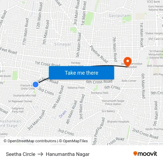 Seetha Circle to Hanumantha Nagar map