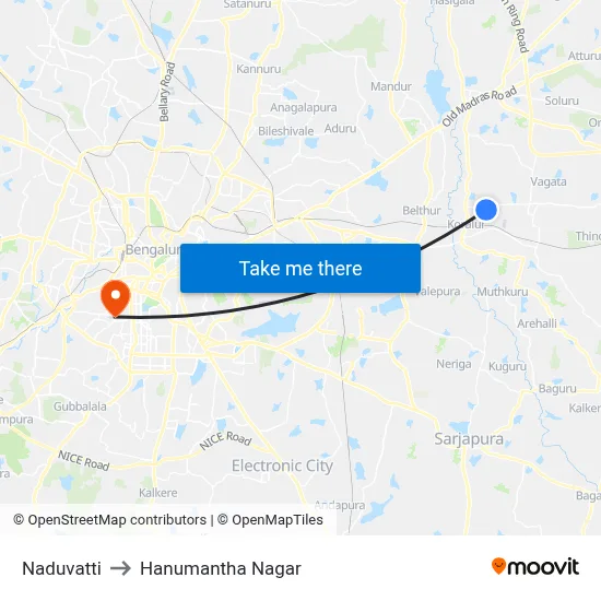 Naduvatti to Hanumantha Nagar map