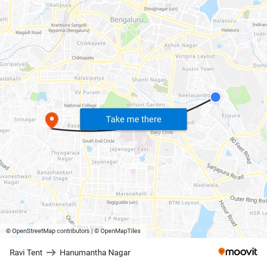 Ravi Tent to Hanumantha Nagar map