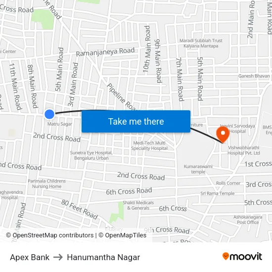 Apex Bank to Hanumantha Nagar map