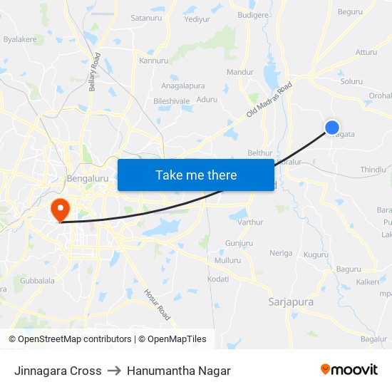 Jinnagara Cross to Hanumantha Nagar map