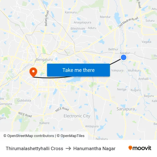 Thirumalashettyhalli Cross to Hanumantha Nagar map