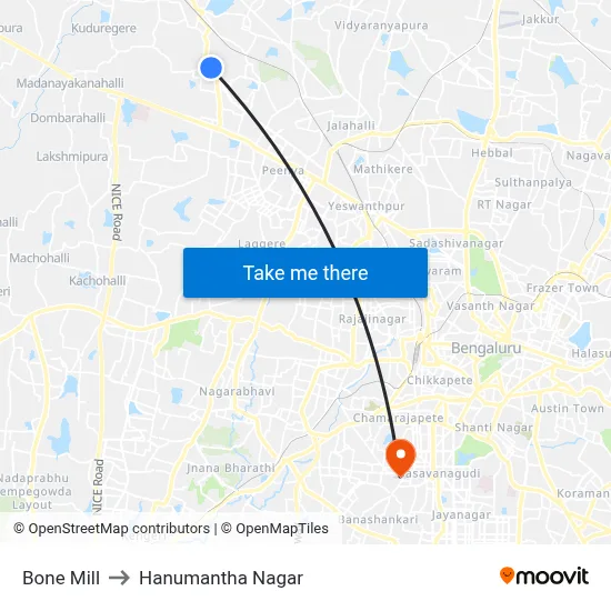 Bone Mill to Hanumantha Nagar map