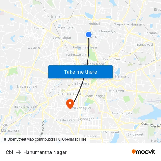 Cbi to Hanumantha Nagar map