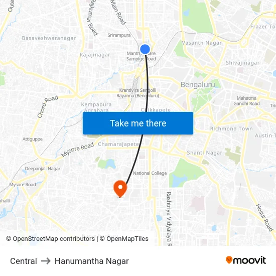 Central to Hanumantha Nagar map