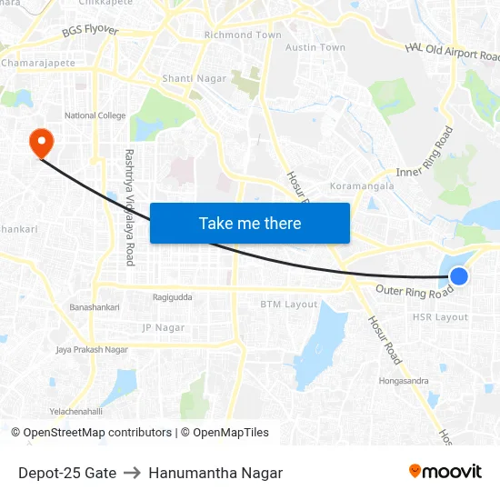 Depot-25 Gate to Hanumantha Nagar map