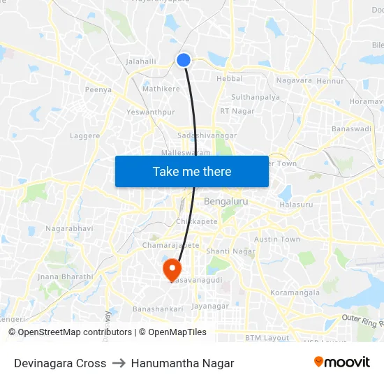 Devinagara Cross to Hanumantha Nagar map