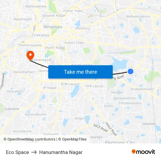 Eco Space to Hanumantha Nagar map