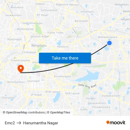 Emc2 to Hanumantha Nagar map