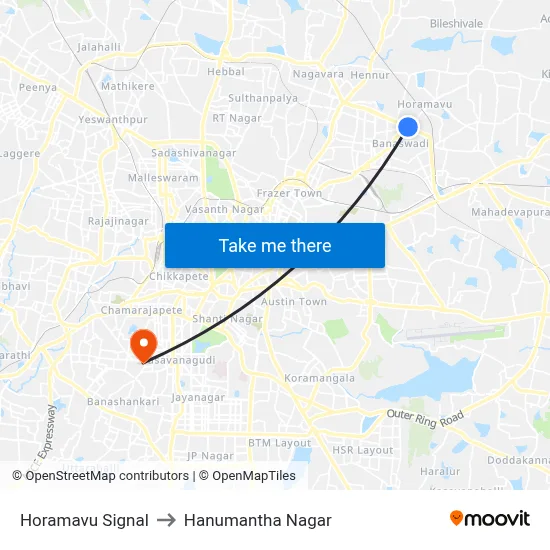 Horamavu Signal to Hanumantha Nagar map