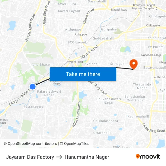 Jayaram Das Factory to Hanumantha Nagar map