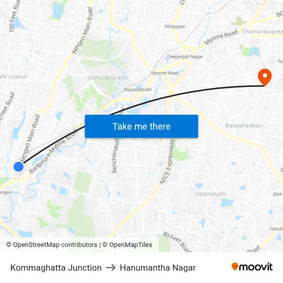 Kommaghatta Junction to Hanumantha Nagar map