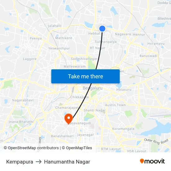 Kempapura to Hanumantha Nagar map