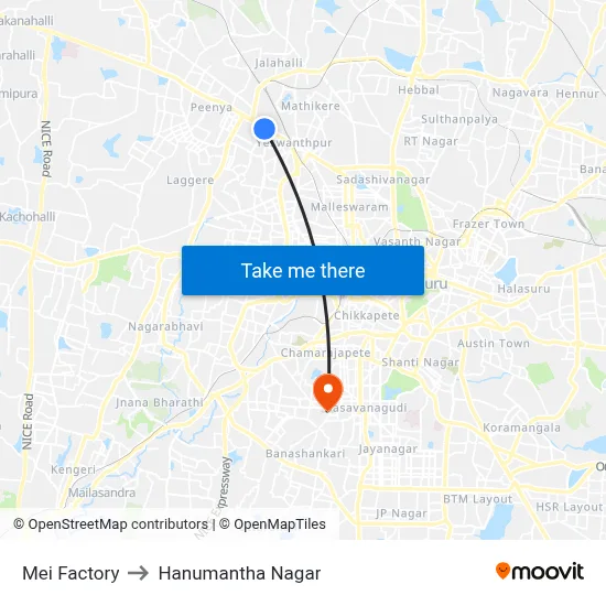 Mei Factory to Hanumantha Nagar map