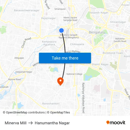 Minerva Mill to Hanumantha Nagar map