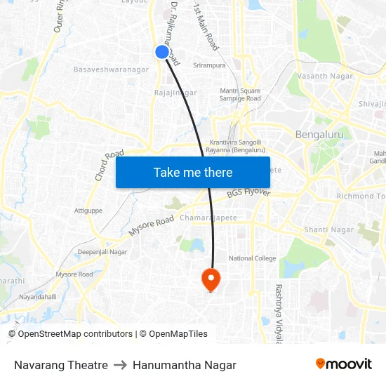Navarang Theatre to Hanumantha Nagar map