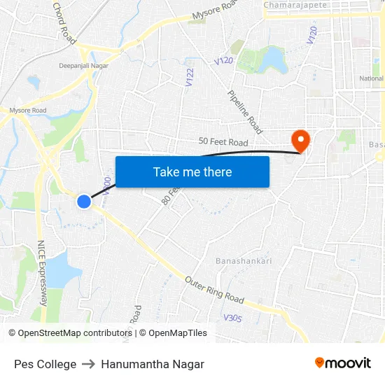 Pes College to Hanumantha Nagar map