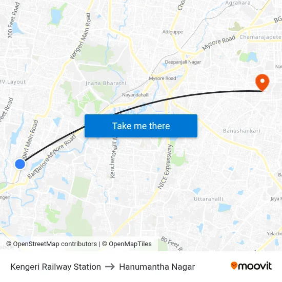Kengeri Railway Station to Hanumantha Nagar map