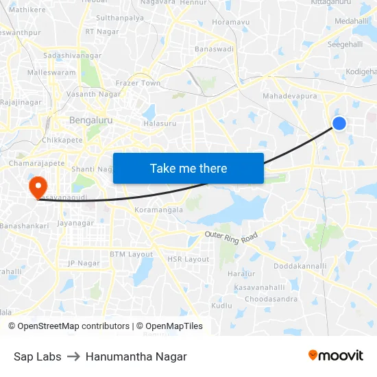 Sap Labs to Hanumantha Nagar map