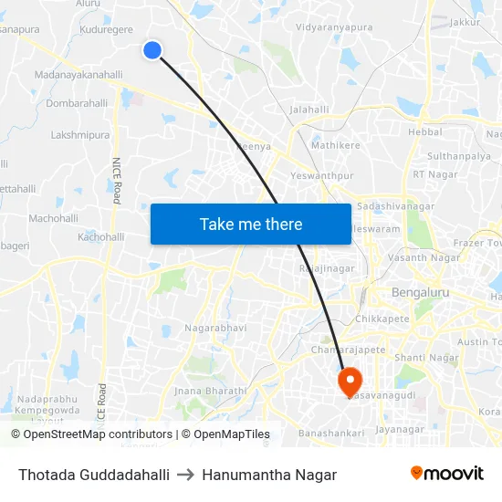 Thotada Guddadahalli to Hanumantha Nagar map