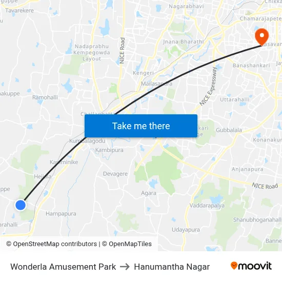Wonderla Amusement Park to Hanumantha Nagar map