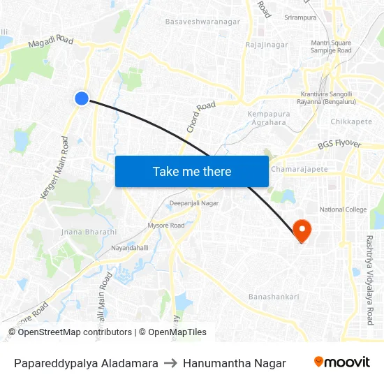 Papareddypalya Aladamara to Hanumantha Nagar map