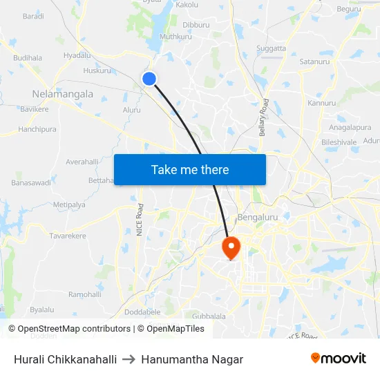 Hurali Chikkanahalli to Hanumantha Nagar map