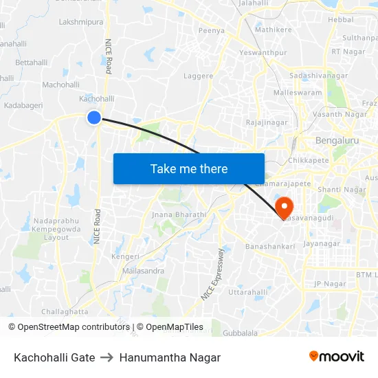 Kachohalli Gate to Hanumantha Nagar map