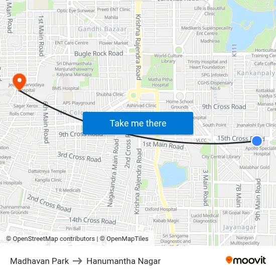 Madhavan Park to Hanumantha Nagar map