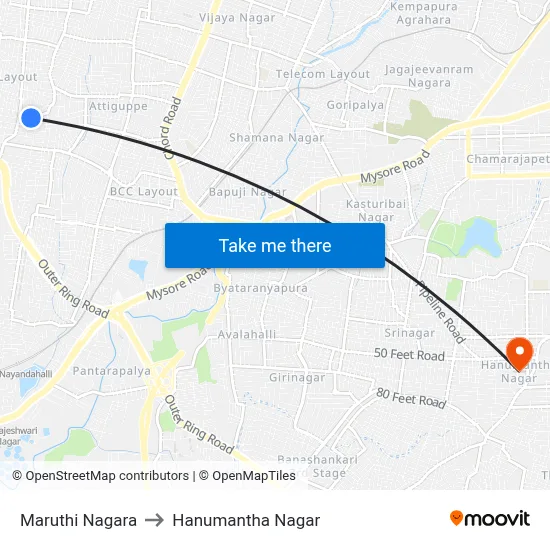 Maruthi Nagara to Hanumantha Nagar map