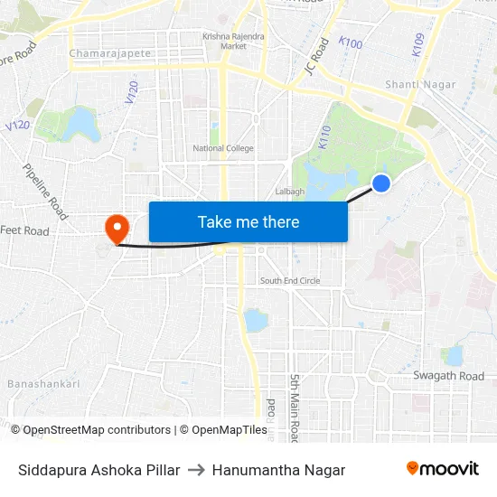 Siddapura Ashoka Pillar to Hanumantha Nagar map