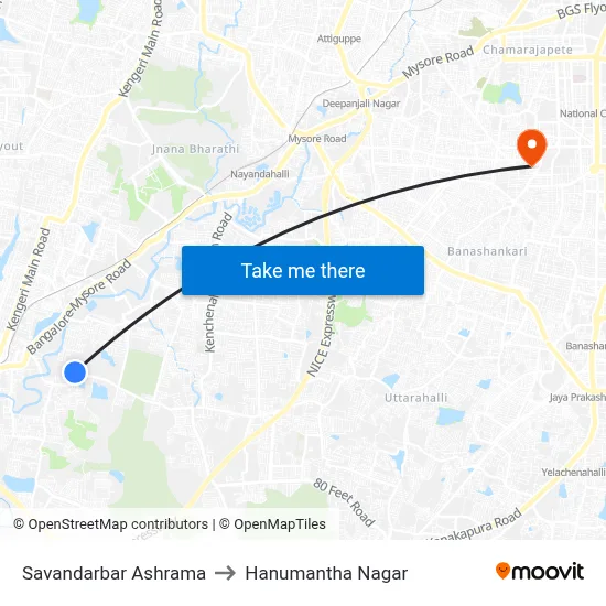 Savandarbar Ashrama to Hanumantha Nagar map