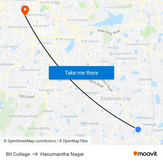 Btl College to Hanumantha Nagar map