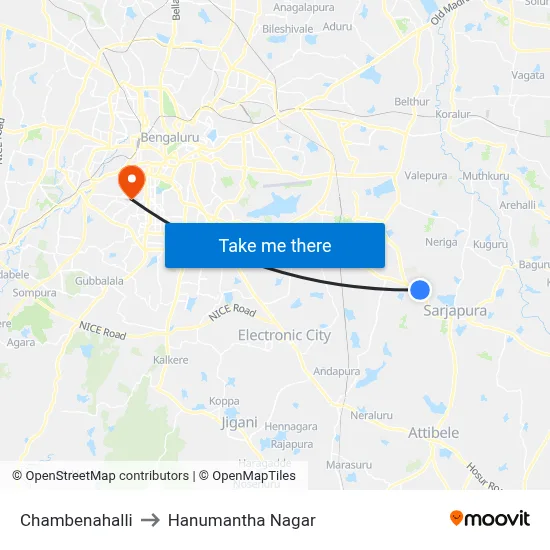Chambenahalli to Hanumantha Nagar map