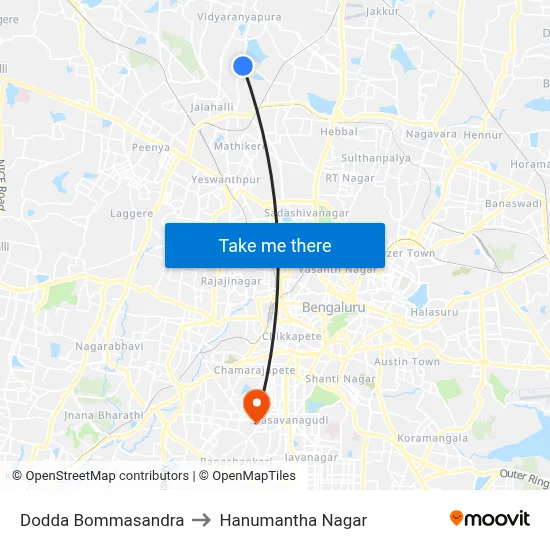Dodda Bommasandra to Hanumantha Nagar map