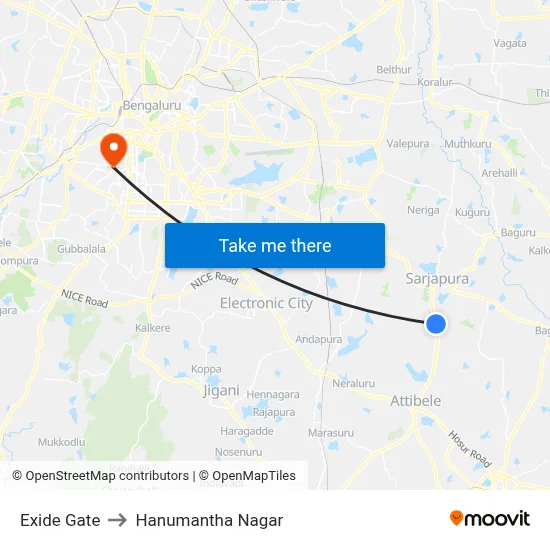 Exide Gate to Hanumantha Nagar map