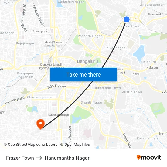Frazer Town to Hanumantha Nagar map