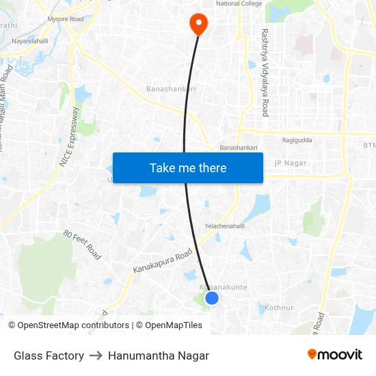 Glass Factory to Hanumantha Nagar map
