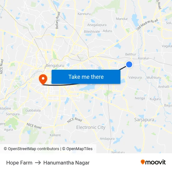 Hope Farm to Hanumantha Nagar map