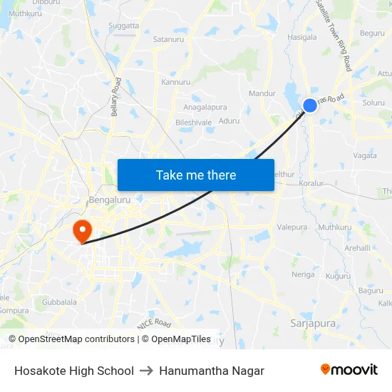 Hosakote High School to Hanumantha Nagar map