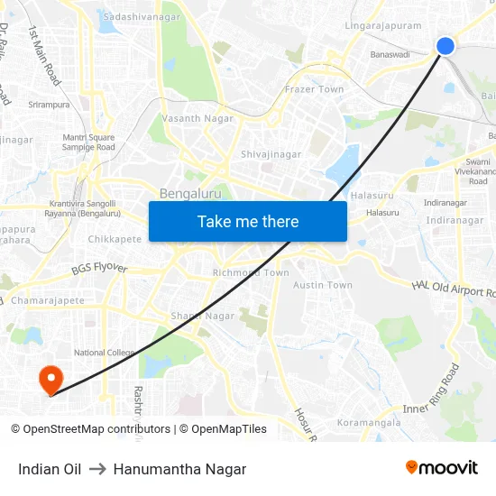 Indian Oil to Hanumantha Nagar map
