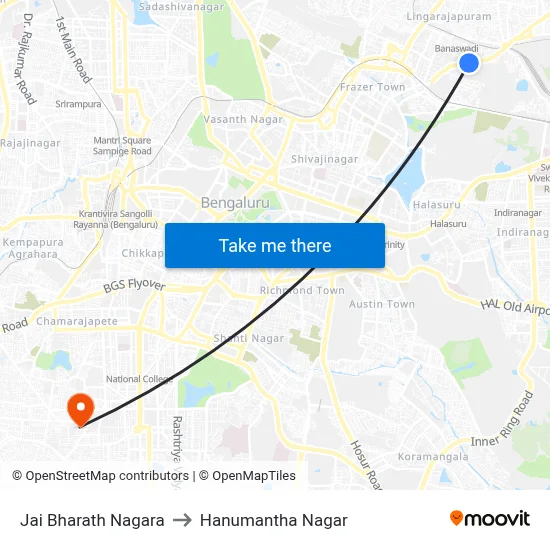 Jai Bharath Nagara to Hanumantha Nagar map